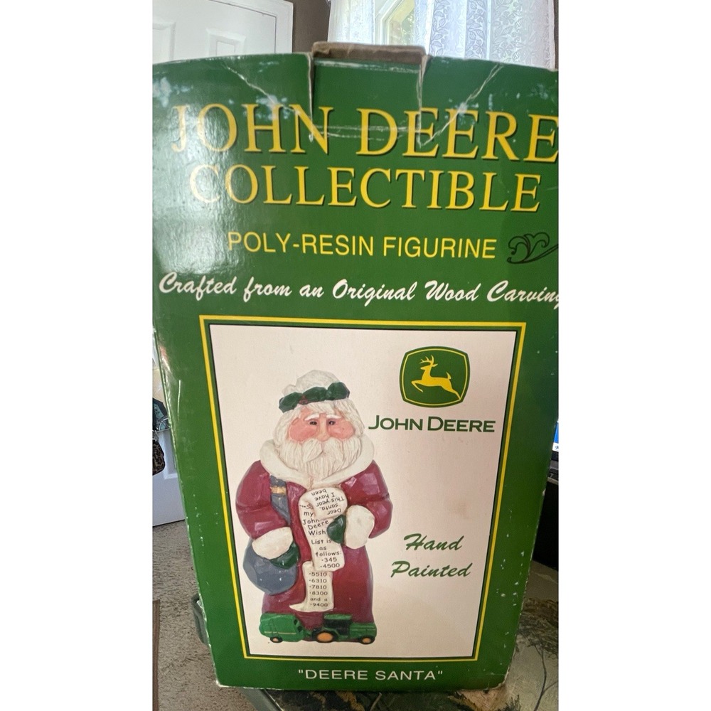 John Deere Santa Figurine Hand Painted Polyresin Boxed Kathy's Kollectibles 2002